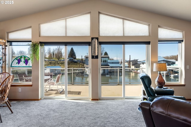 18989 NE Marine Dr Unit 44, Portland, OR 97230 - doorway with carpet floors and a water view