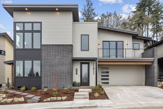 contemporary house featuring a garage