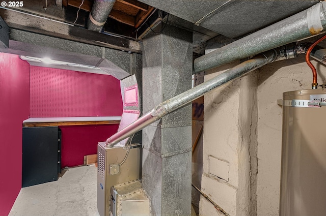 utility room featuring water heater