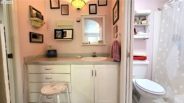 full bathroom with toilet and vanity