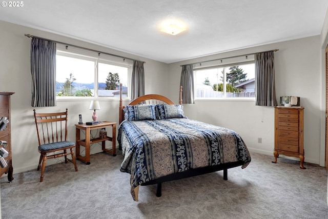 bedroom with baseboards and carpet flooring