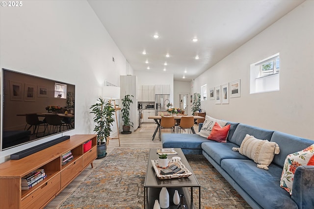 1905 2nd St, Baker City, OR 97814 - living room with light wood-style floors and recessed lighting