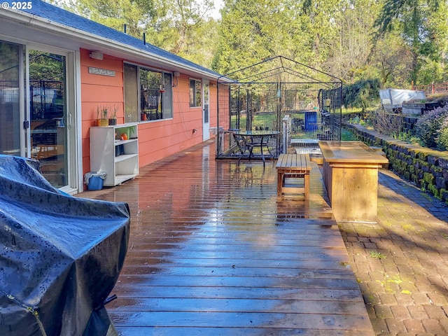 deck featuring a gazebo