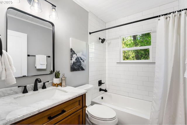 91822 Rulyville Rd, Westport, OR 97016 - bathroom with vanity, shower / tub combo, and toilet