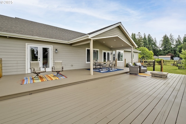 10764 Wiseacre Ln NE, Aurora, OR 97002 - wooden terrace with outdoor dining area