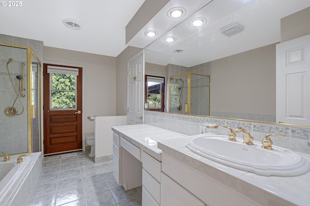 11184 S Allen Ct, Oregon City, OR 97045 - bathroom with a shower stall, vanity, and tile patterned flooring