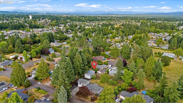 11184 S Allen Ct, Oregon City, OR 97045 - aerial view of property and surrounding area featuring mountains and nearby suburban area