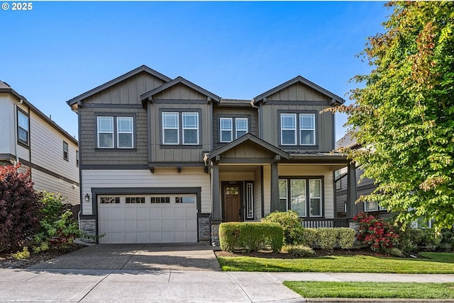 15152 NW Marie Way, Portland, OR 97229 - craftsman inspired home featuring a garage, board and batten siding, stone siding, and concrete driveway