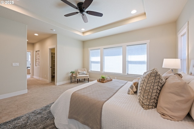 15152 NW Marie Way, Portland, OR 97229 - bedroom with recessed lighting, carpet flooring, baseboards, ceiling fan, and a walk in closet