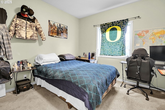 bedroom with carpet floors and baseboards