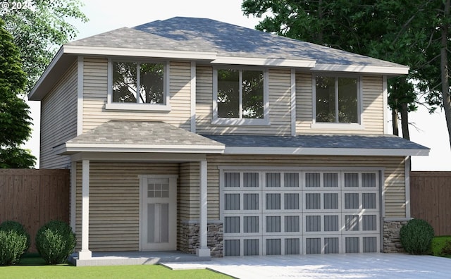 view of front of property featuring a garage