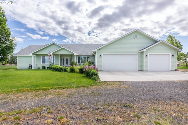 30258 King Ln, Hermiston, OR 97838 - ranch-style home featuring an attached garage, concrete driveway, a front yard, and roof with shingles