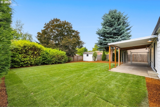 18090 NW Avalon Dr, Portland, OR 97229 - fenced backyard featuring a patio and a shed