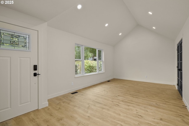 18090 NW Avalon Dr, Portland, OR 97229 - entrance foyer with lofted ceiling, recessed lighting, and light wood-style floors