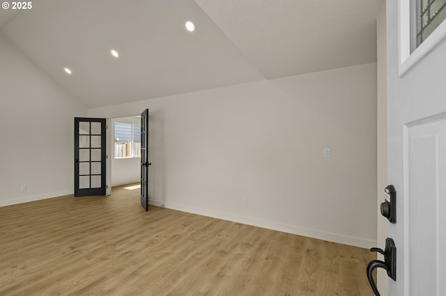 18090 NW Avalon Dr, Portland, OR 97229 - unfurnished room with recessed lighting, lofted ceiling, and light wood finished floors