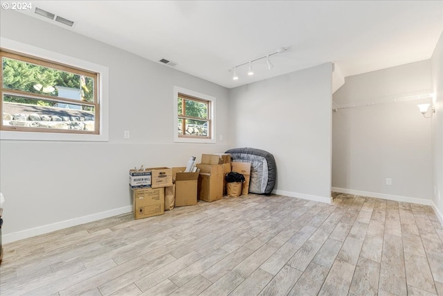 interior space with light hardwood / wood-style floors