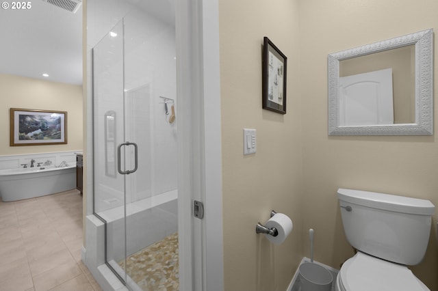 23275 E Wind Tree Loop, Rhododendron, OR 97049 - full bath featuring toilet, a stall shower, a bath, and tile patterned floors