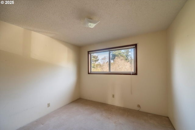 spare room with light colored carpet and a textured ceiling