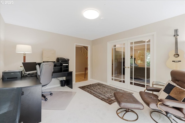 2308 Summit Dr, Lake Oswego, OR 97034 - carpeted office space with french doors and baseboards