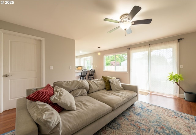 1919 SE 22nd Pl, Renton, WA 98055 - living area with wood finished floors and a ceiling fan