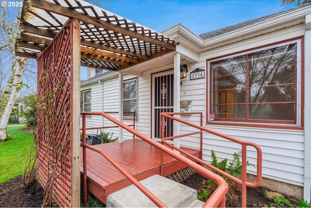 deck with a pergola
