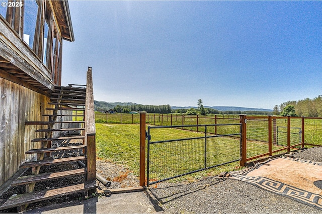 77993 Point Adams Rd, Clatskanie, OR 97016 - view of yard with a gate, a rural view, and a mountain view