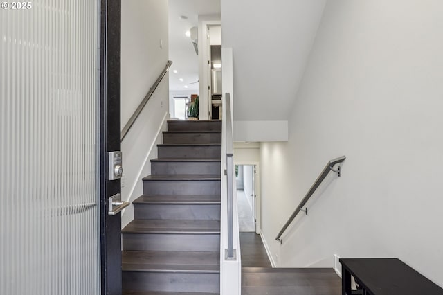 stairs with a high ceiling