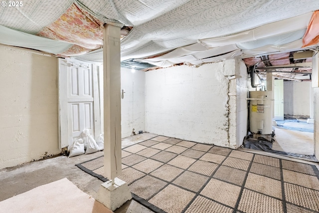 basement featuring electric water heater