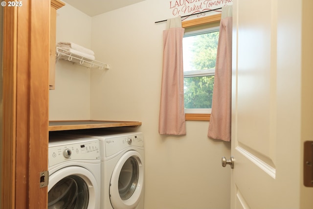 clothes washing area with laundry area and independent washer and dryer