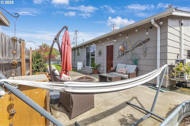 1592 NW Keasey St, Roseburg, OR 97471 - view of patio / terrace with fence and a fire pit