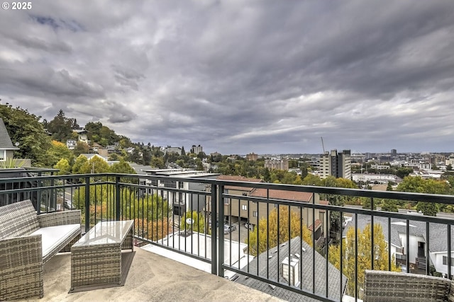 balcony with a view of city