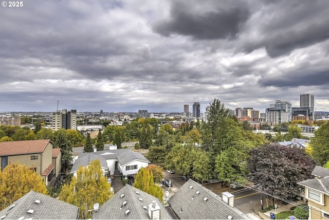 birds eye view of property featuring a city view