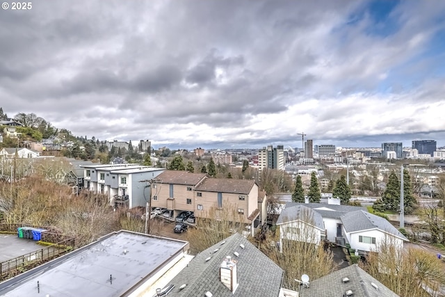 aerial view featuring a city view