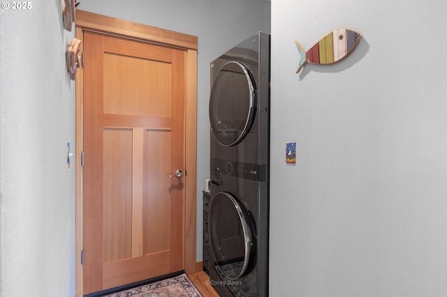 9180 Windward Ln, Manzanita, OR 97130 - laundry room featuring stacked washer and clothes dryer