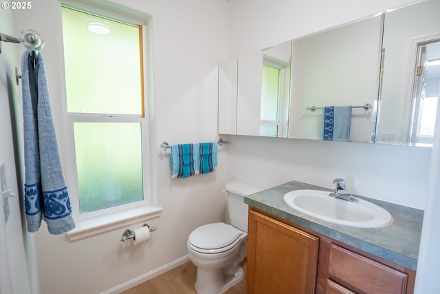 bathroom with vanity, toilet, and a wealth of natural light