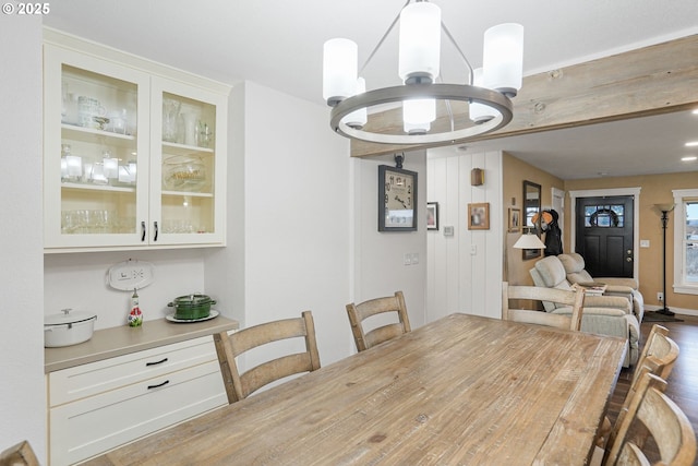 30596 Horseshoe Dr, Albany, OR 97321 - dining space featuring a chandelier and wood finished floors