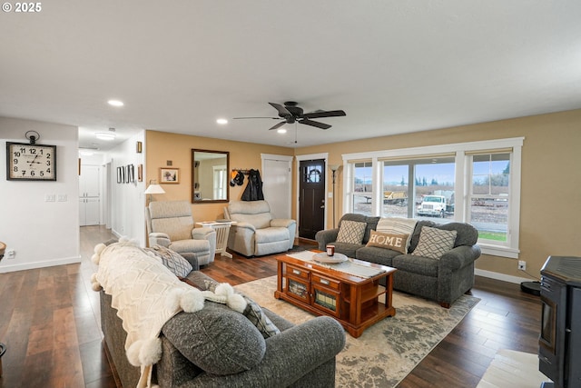 30596 Horseshoe Dr, Albany, OR 97321 - living area featuring recessed lighting, wood finished floors, and baseboards