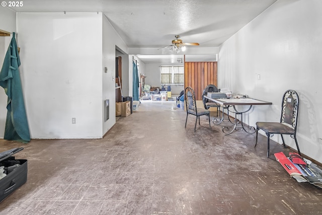 dining area featuring ceiling fan