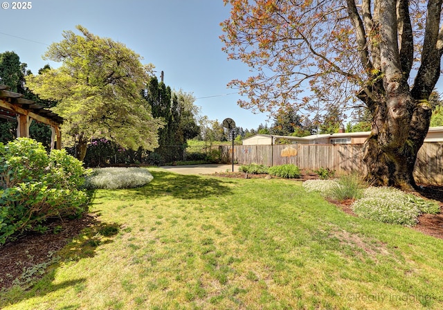 view of yard featuring fence