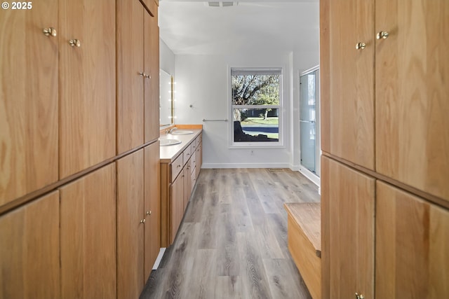 kitchen featuring sink and light hardwood / wood-style flooring