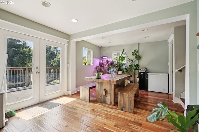 1612 12th St, Oregon City, OR 97045 - dining space with french doors, light wood-type flooring, and recessed lighting