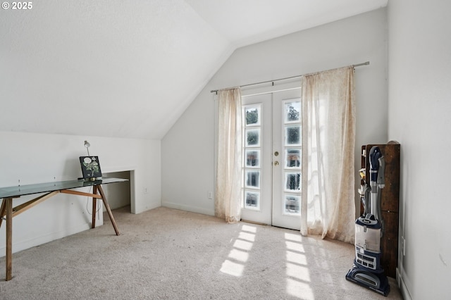 1612 12th St, Oregon City, OR 97045 - unfurnished office featuring lofted ceiling, french doors, and carpet floors