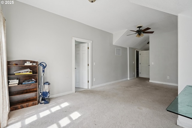 1612 12th St, Oregon City, OR 97045 - living room with carpet, a ceiling fan, and vaulted ceiling