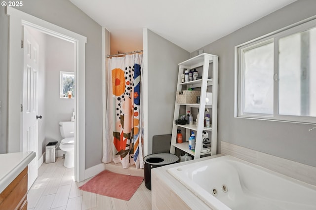 1612 12th St, Oregon City, OR 97045 - full bath with a tub with jets, vanity, a shower with shower curtain, and tile patterned floors
