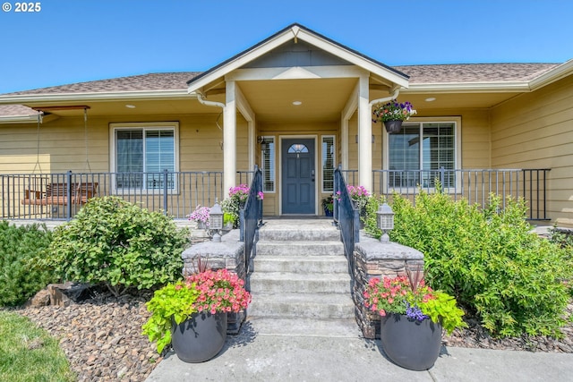 755 NW 23rd St, Pendleton, OR 97801 - view of exterior entry with a shingled roof
