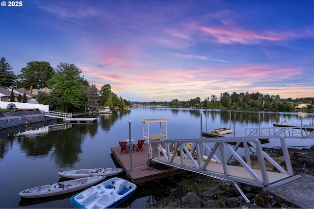 dock area featuring a water view