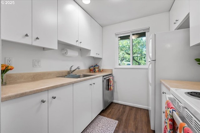 12618 NW Barnes Rd Unit 11, Portland, OR 97229 - kitchen featuring dishwasher, light countertops, white cabinets, and dark wood-type flooring
