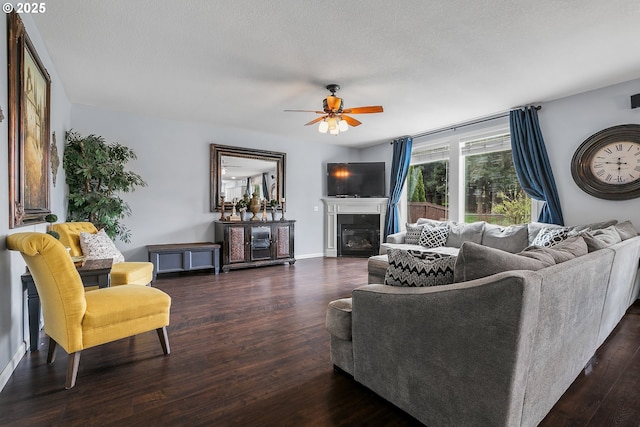 3801 NE 93rd St, Vancouver, WA 98665 - living room with wood finished floors, a ceiling fan, and a glass covered fireplace