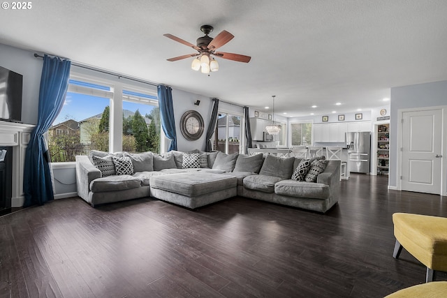 3801 NE 93rd St, Vancouver, WA 98665 - living area with a ceiling fan, recessed lighting, and dark wood finished floors