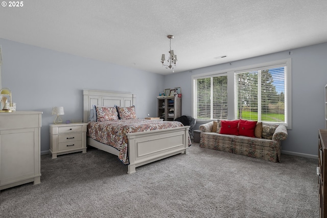 3801 NE 93rd St, Vancouver, WA 98665 - bedroom featuring carpet floors, baseboards, a chandelier, and a textured ceiling